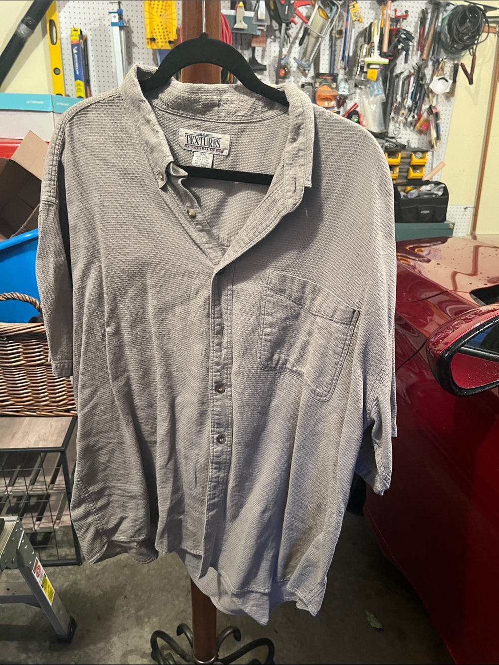 Textures Men’s Short-Sleeve Button-Down Shirt — Tan